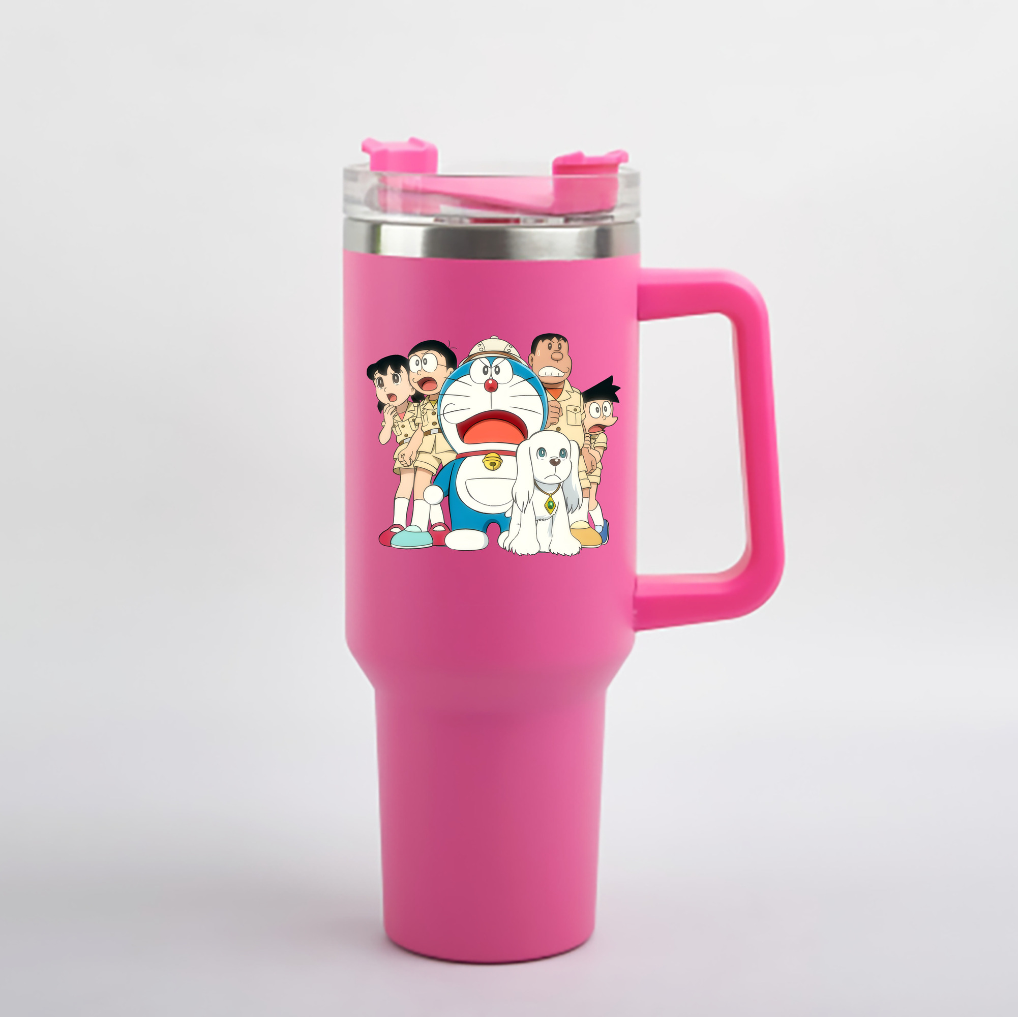 （画像用） ドラえもん Doraemon 1200mL車用タンブラー - クリスタルステッカー（プラスチックストロー付き）